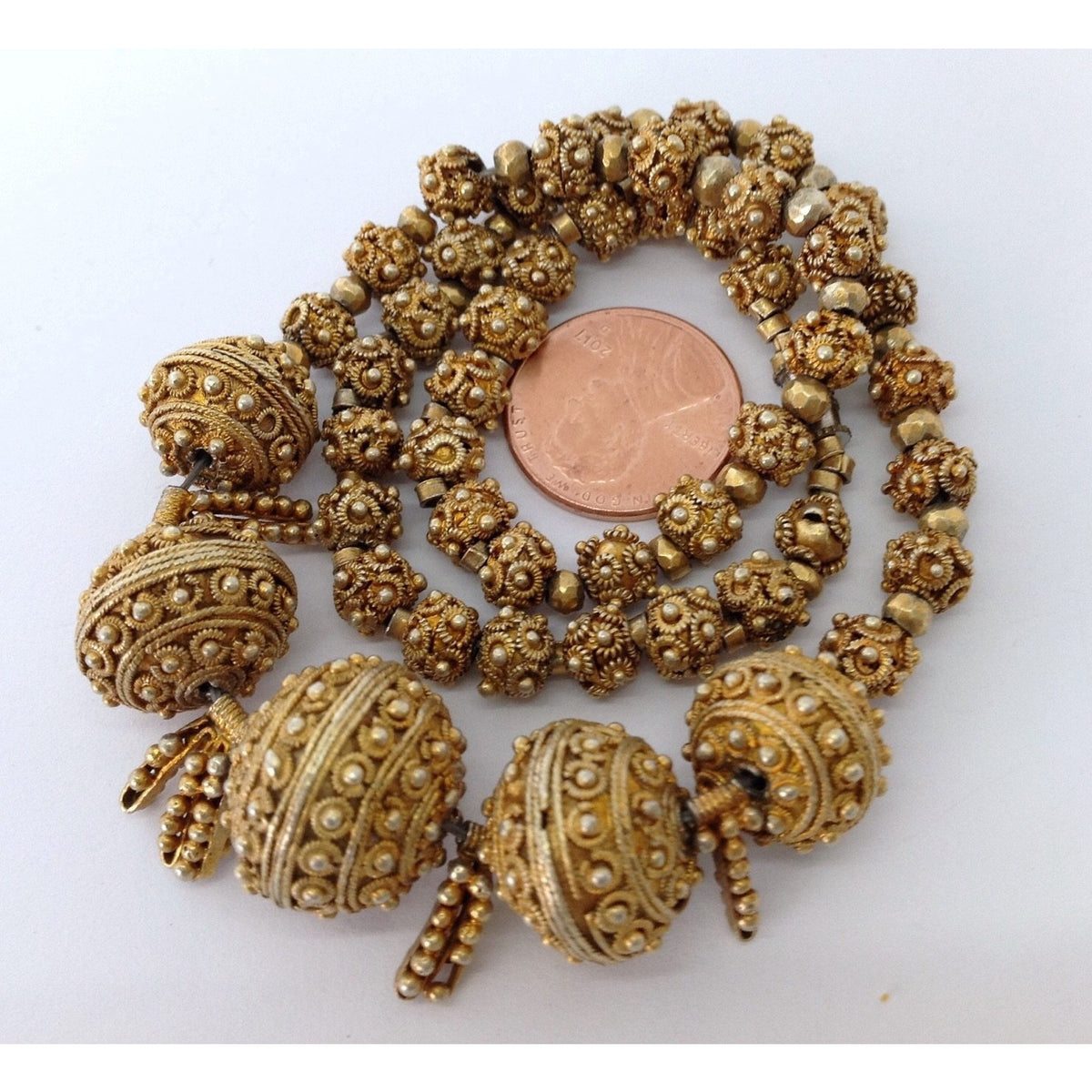 Gilt Silver Traditional Beaded Bridal Necklace from Mauritania - Rita Okrent Collection (C509)