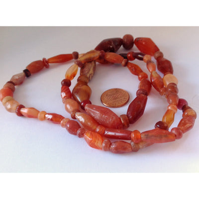 Ancient and Antique Carnelian Agate Beads, Mauritania or Mali - Rita Okrent Collection (S401)