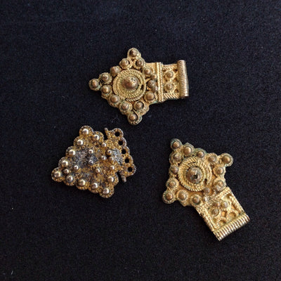 Mauritanian Gilt Gold Flat Headdress Pendants, Set of 3, Morocco - P535