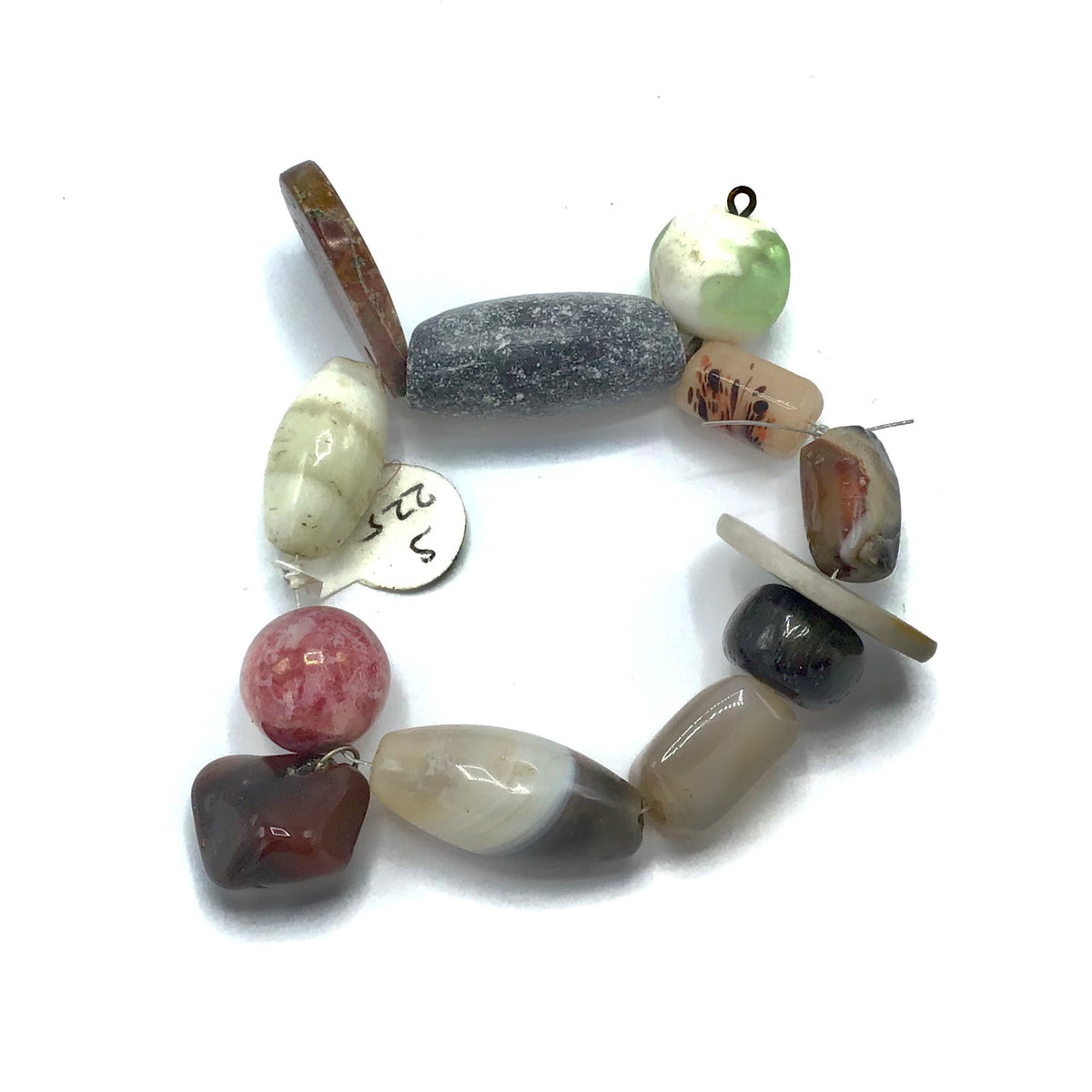 Medley of Stone Beads and Pendants with Decorated Glass Beads - Rita Okrent Collection (S225b)