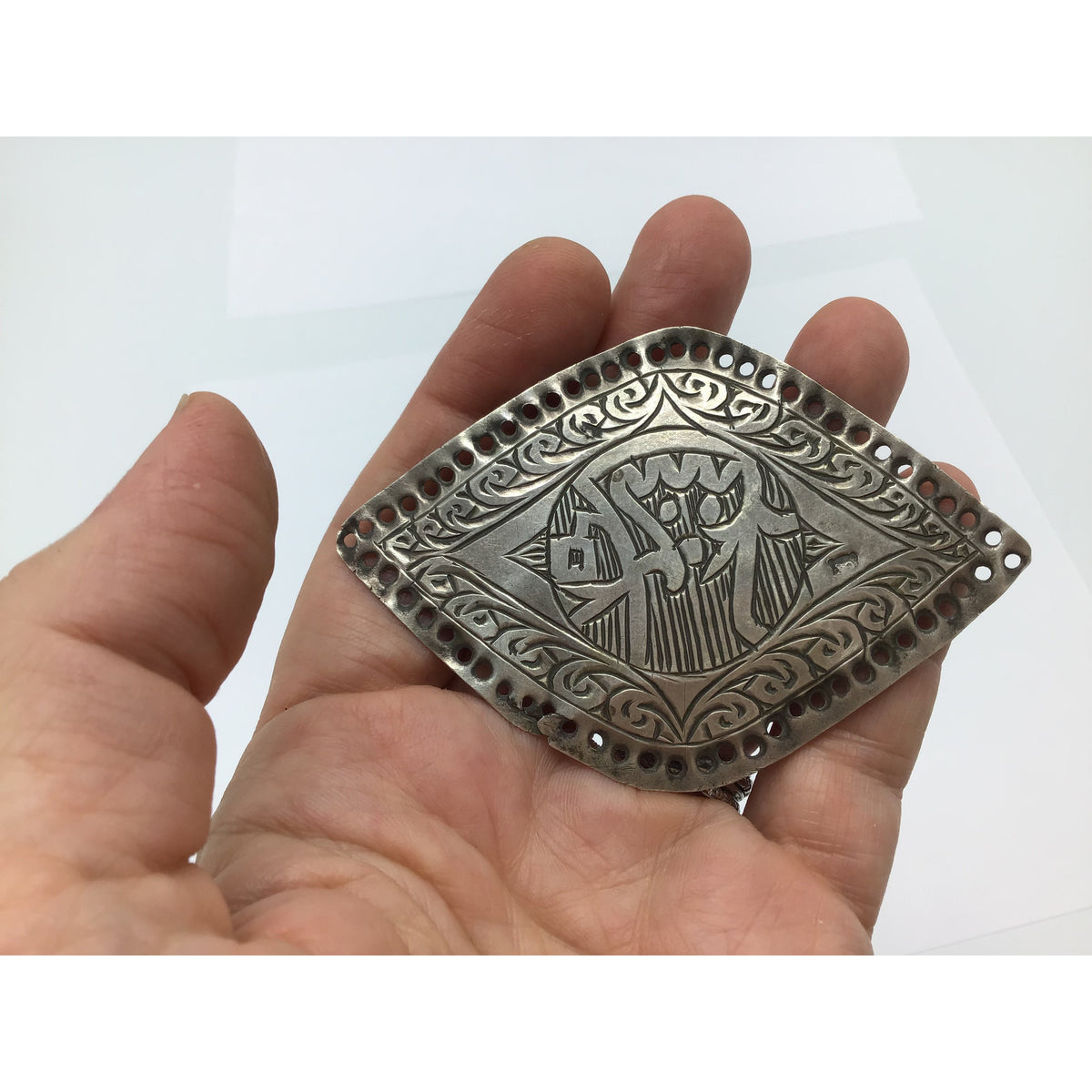 Antique Silver Pendant, Hallmarked 1925, Marrakech - Rita Okrent Collection (P011)