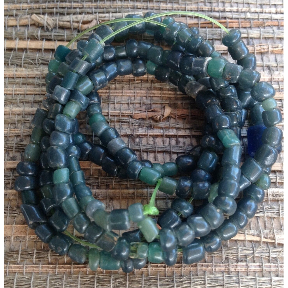 Small translucent Smooth Blue Green Nila Beads, Strand, Mali - AT0075