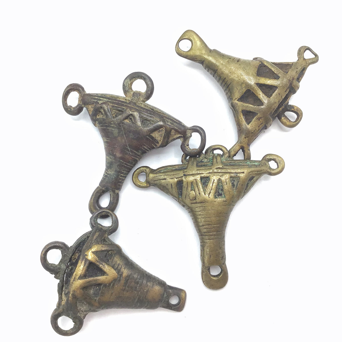 Set of Vintage African Baule Bronze and Copper Anchor-Shaped Pendants - Rita Okrent Collection (P836)