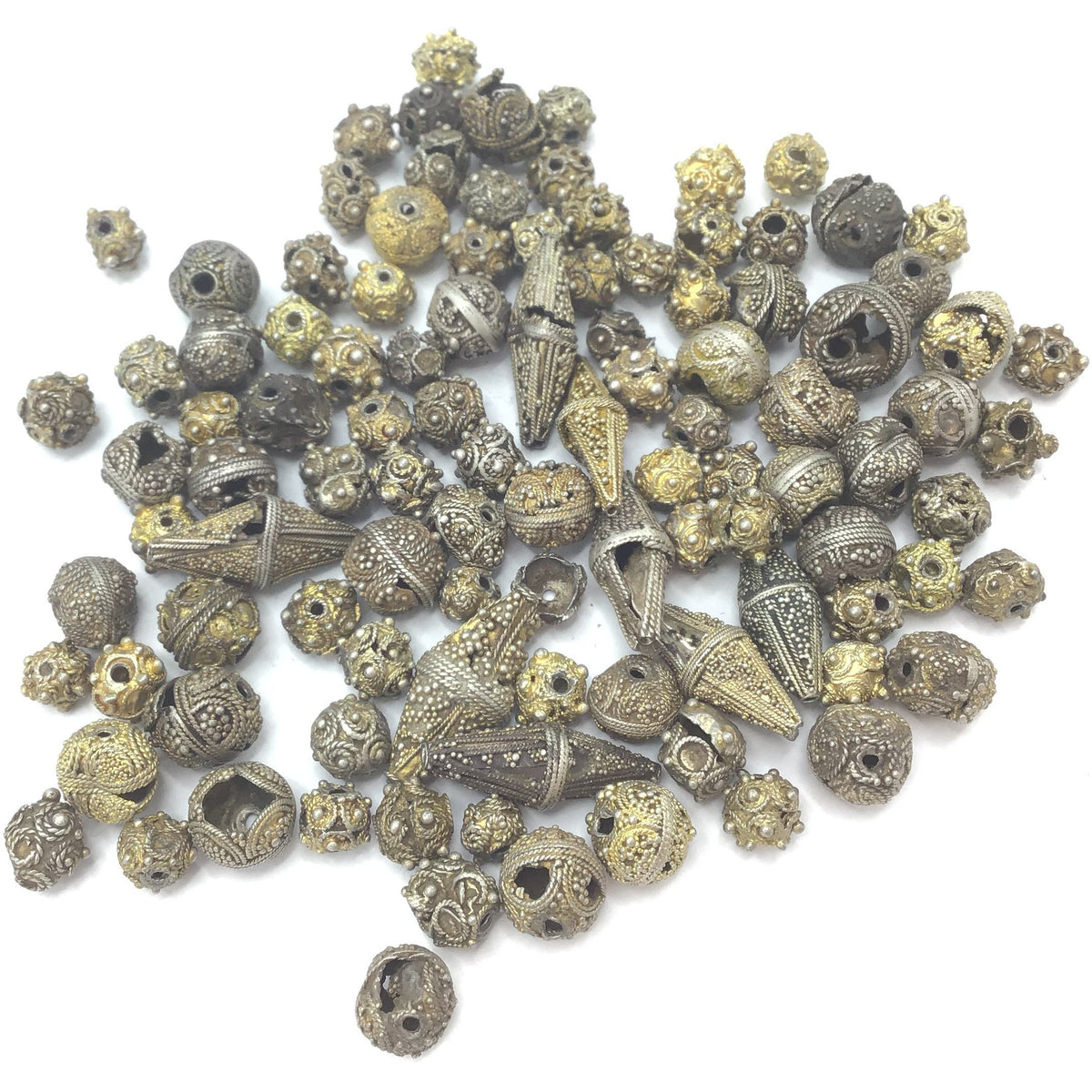 Mixed Damaged Mauritanian Gilt Silver and Silver Granulated Beads - Rita Okrent Collection (ANT450)