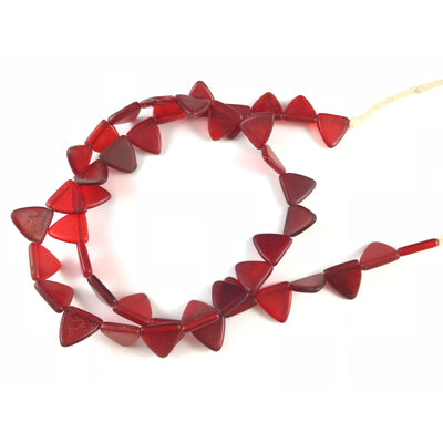Red Triangular Matched Vintage African Wedding Beads or Pendants, Strand, Mali - Rita Okrent Collection (AT0657)