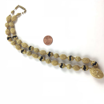 Gilt Silver Gold Washed Traditional Beaded Bridal Necklace from Mauritania - Rita Okrent Collection (NE319))