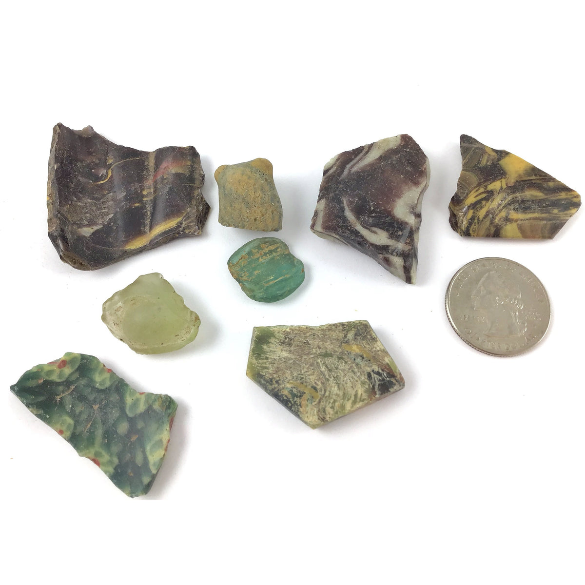 Group of 8 Ancient Mosaic Shards and Other Glass Pieces from Egypt - Rita Okrent Collection (P329c)