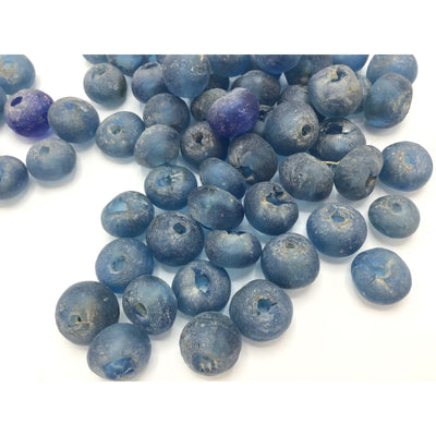 Group of Large Blue Vintage Powder Glass Beads, from the Krobo Tribe, Ghana - Rita Okrent Collection (AT1325)