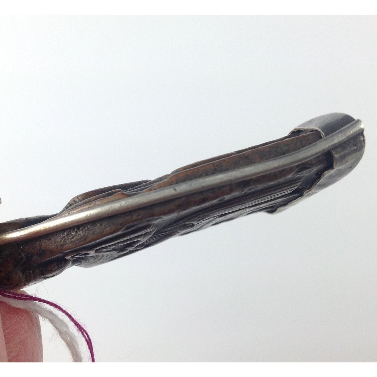 Triangular Copper and Silver Pendant with Traditional Egyptian Figure, Egypt - P251c