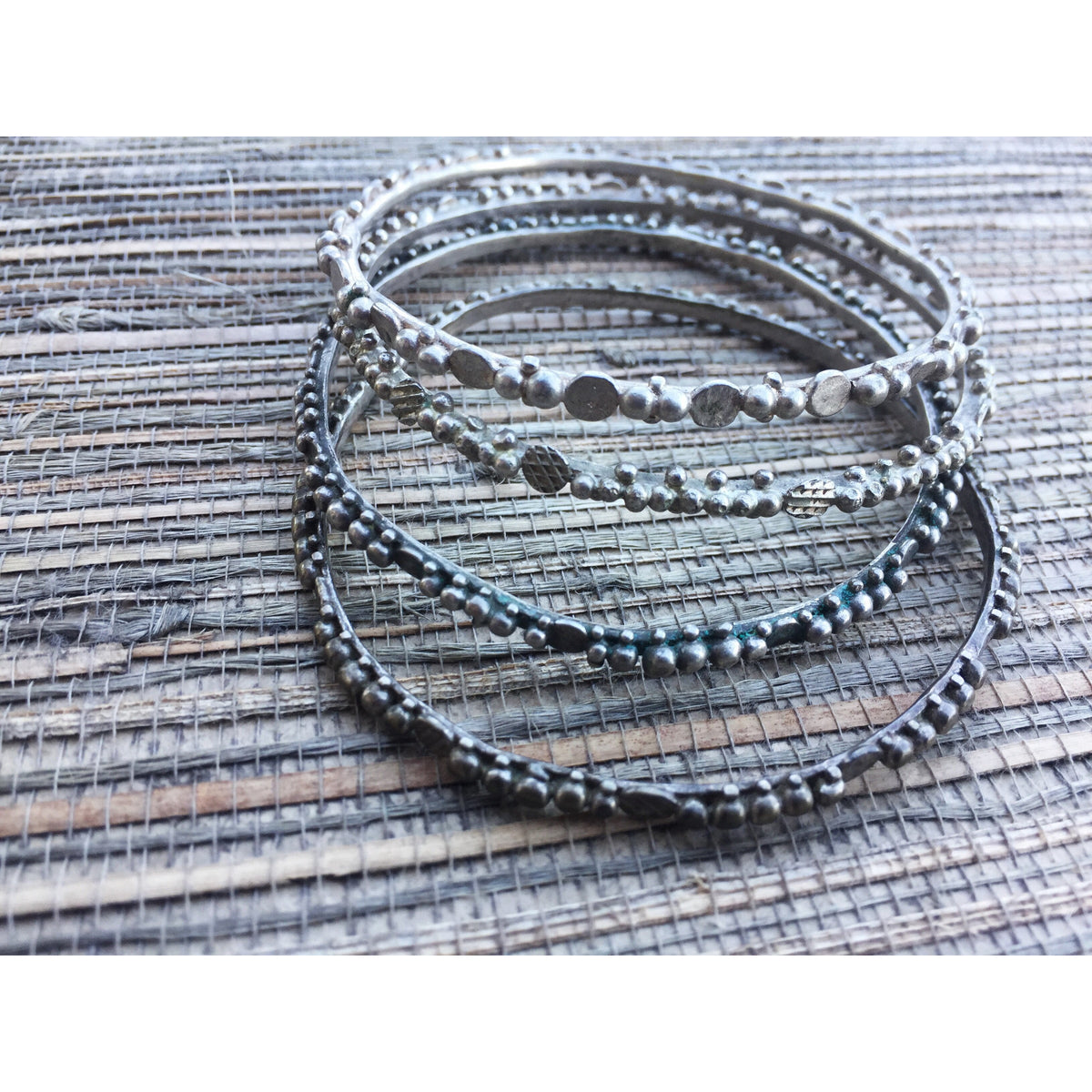 Granulated Saharwi Silver Bracelets from Southern Morocco - Rita Okrent Collection (BR047)