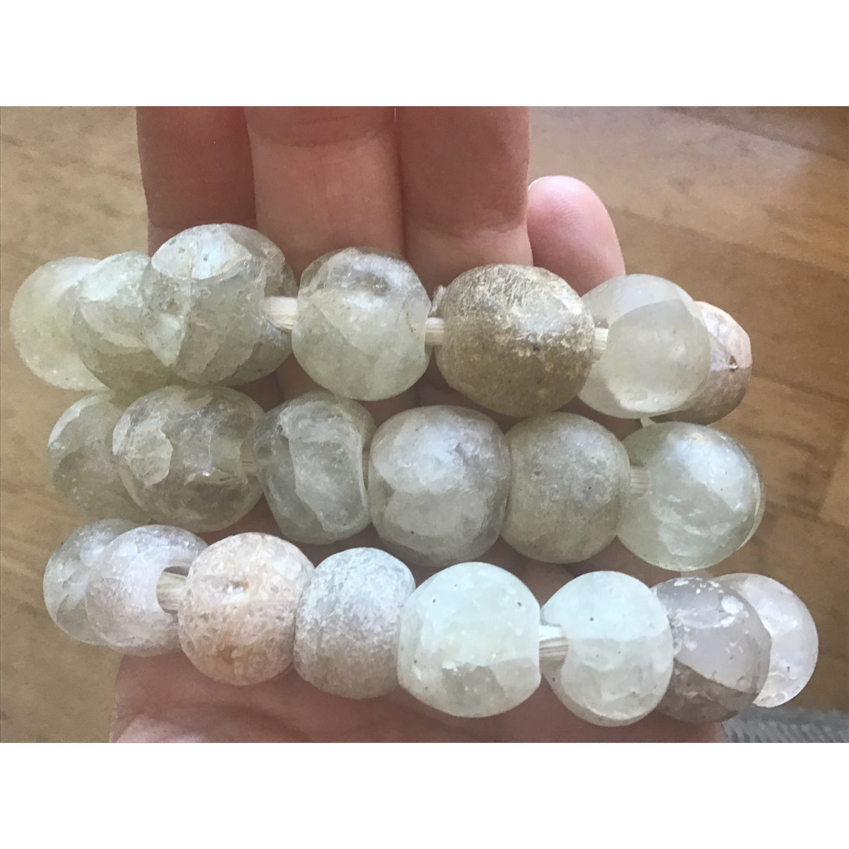 Antique Round Glass White European Trade Beads, with Character - Rita Okrent Collection (AT0879)