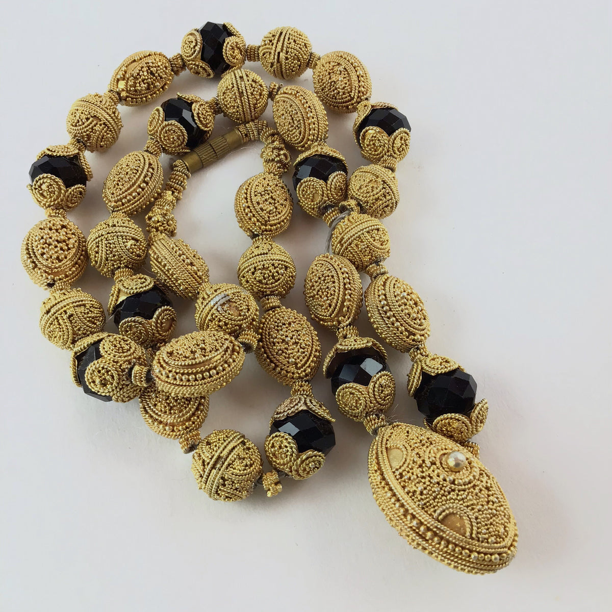 Gilt Silver Gold Washed Traditional Beaded Bridal Necklace from Mauritania - Rita Okrent Collection (NE319))