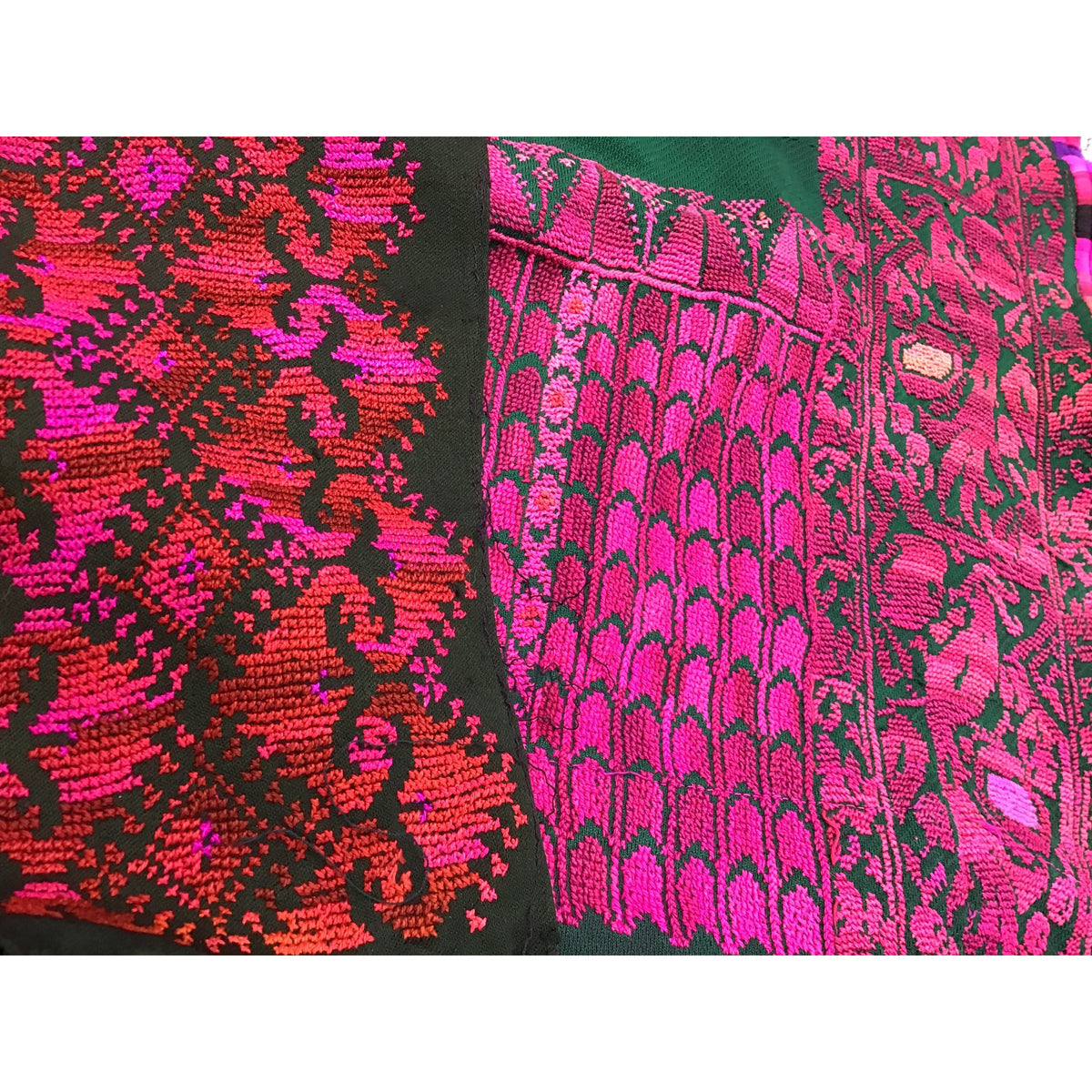 Lot of 3 Lovely Old Traditional Hand Embroidered Bedouin Textile Fabric Pieces - Rita Okrent Collection (AA279)