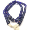 Cobalt Blue Glass Cylinder Beads with Millefiori Flowers -  Rita Okrent Collection (AT0756)