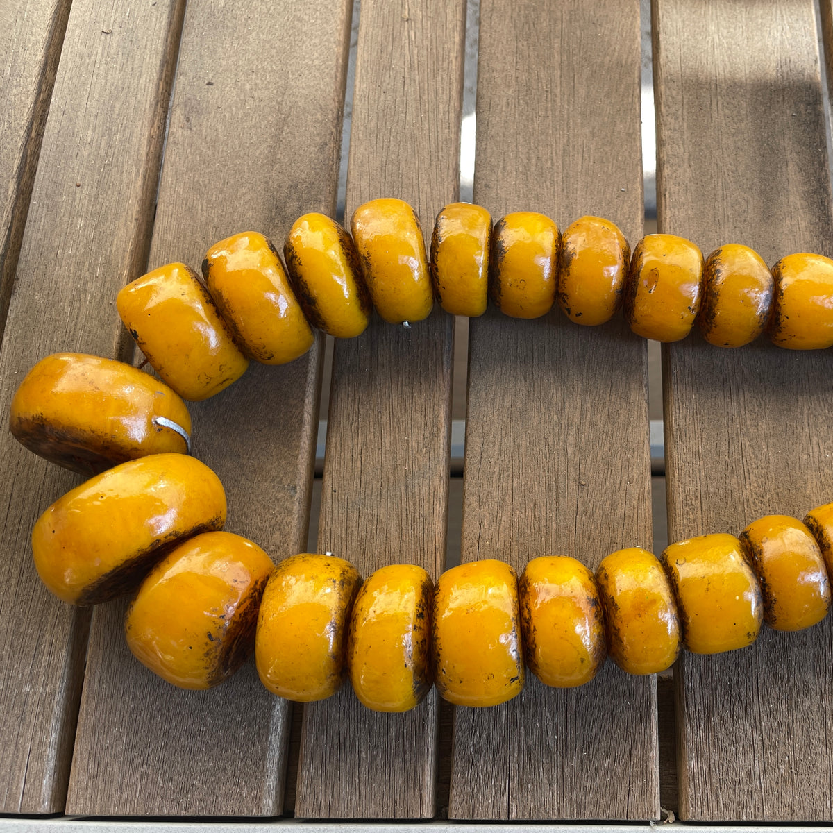 Graduated Berber Faux Amber Resin Beads in 19 inch Strands, Morocco - Rita Okrent Collection (NP038)