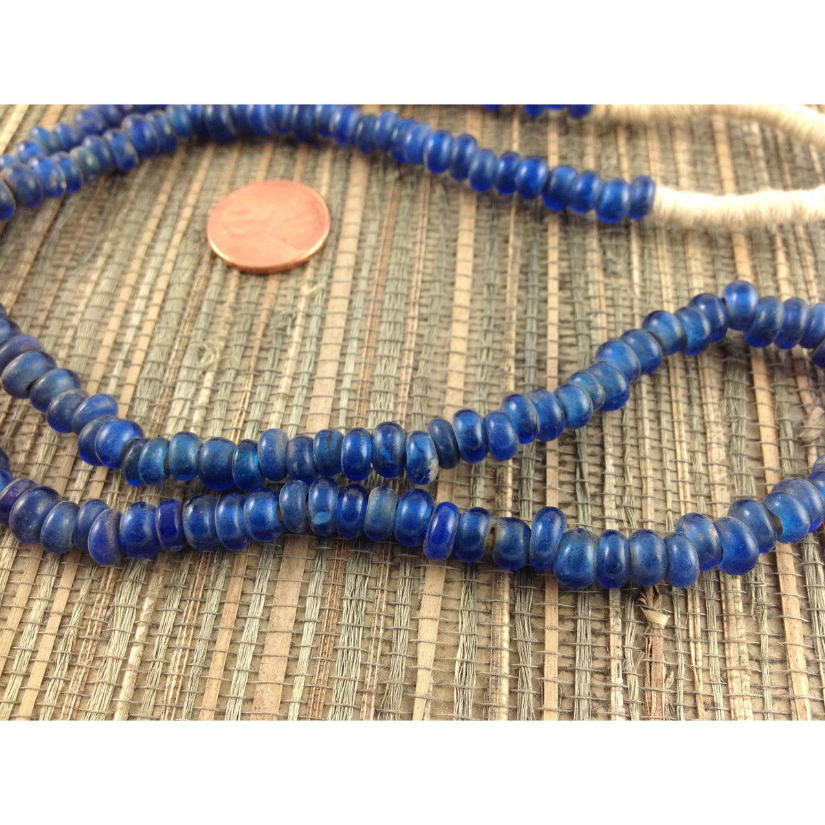 Rich Blue Antique Dutch Glass Beads, Strand - ANT400