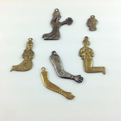 Vintage Mexican Milagros, Small, Group of 6, Metal - Rita Okrent Collection (P611)