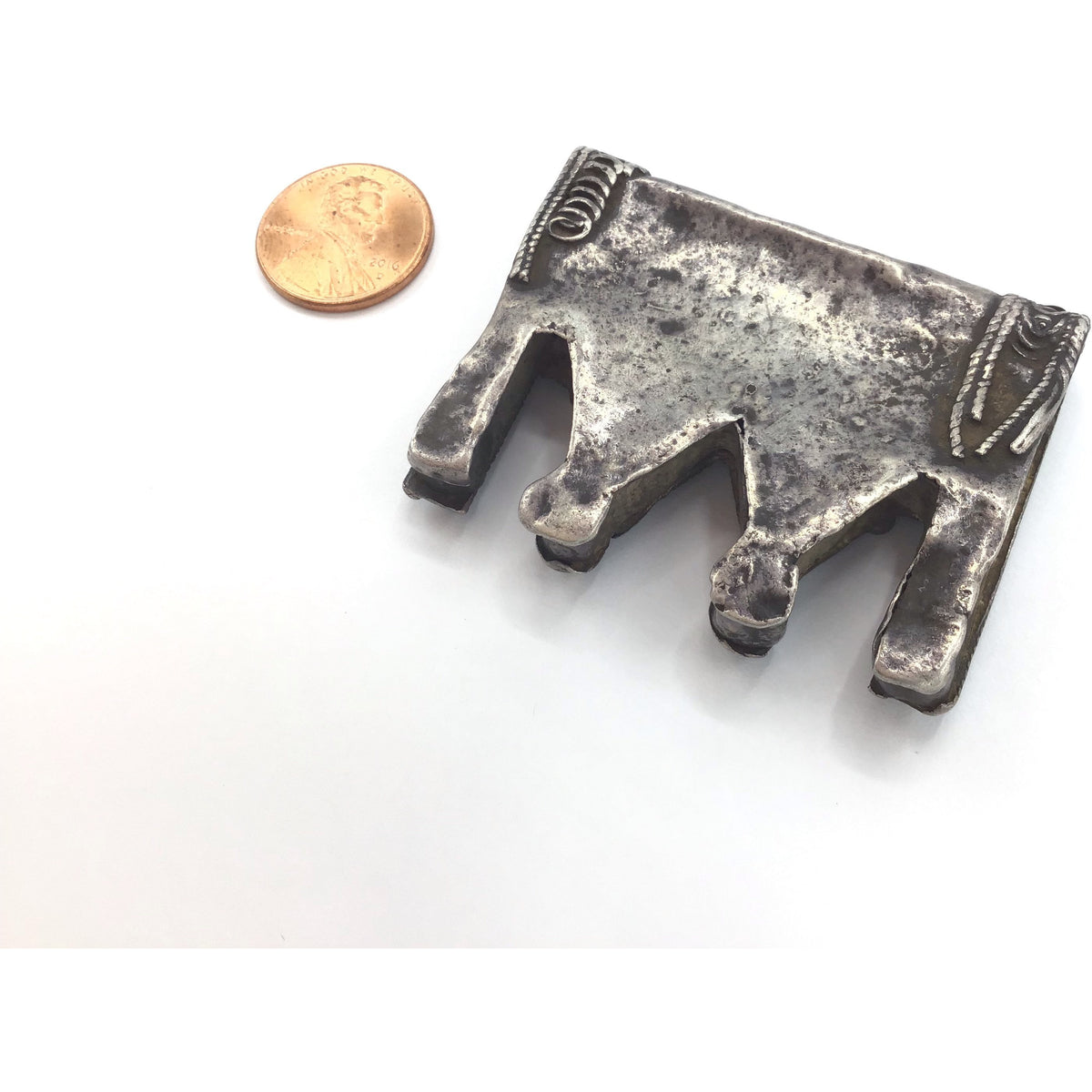 Enameled Green and Orange Berber Silver Protective Hirz Box Amulet, Morocco - Rita Okrent Collection (P719)