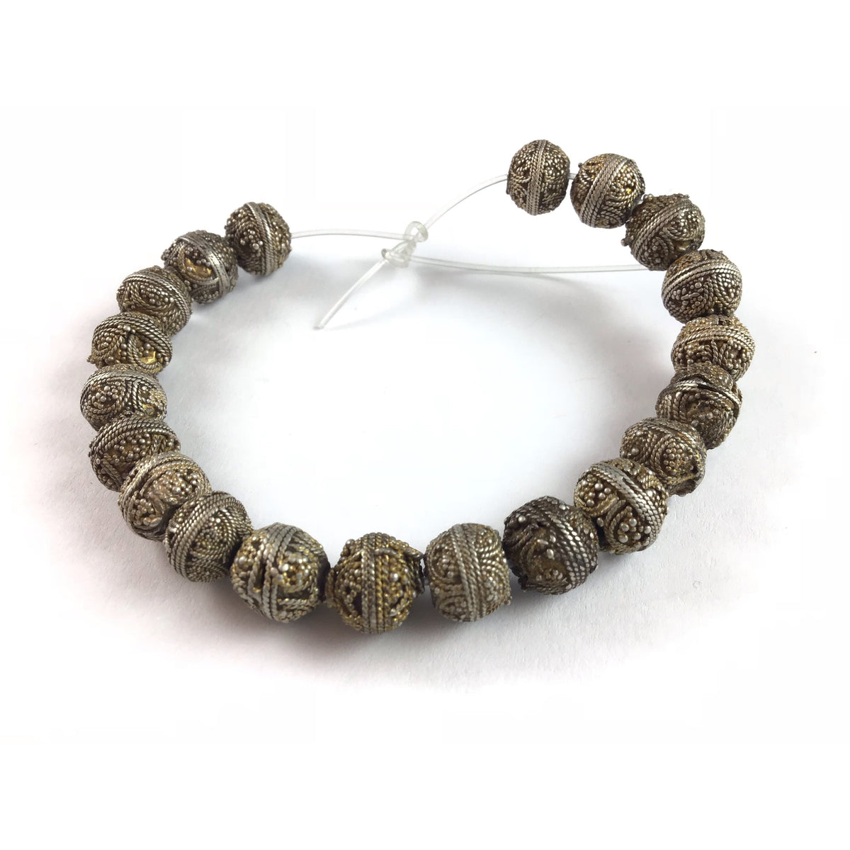 Group of 20 Favorite Antique Handmade Small Gilded Silver Granulated Mauritanian Beads - Rita Okrent Collection (C465sg-2)