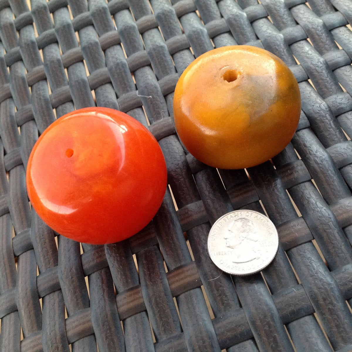 Faux Moroccan Amber Focal Beads in Orange and Yellow - Rita Okrent  Collection (NP037)