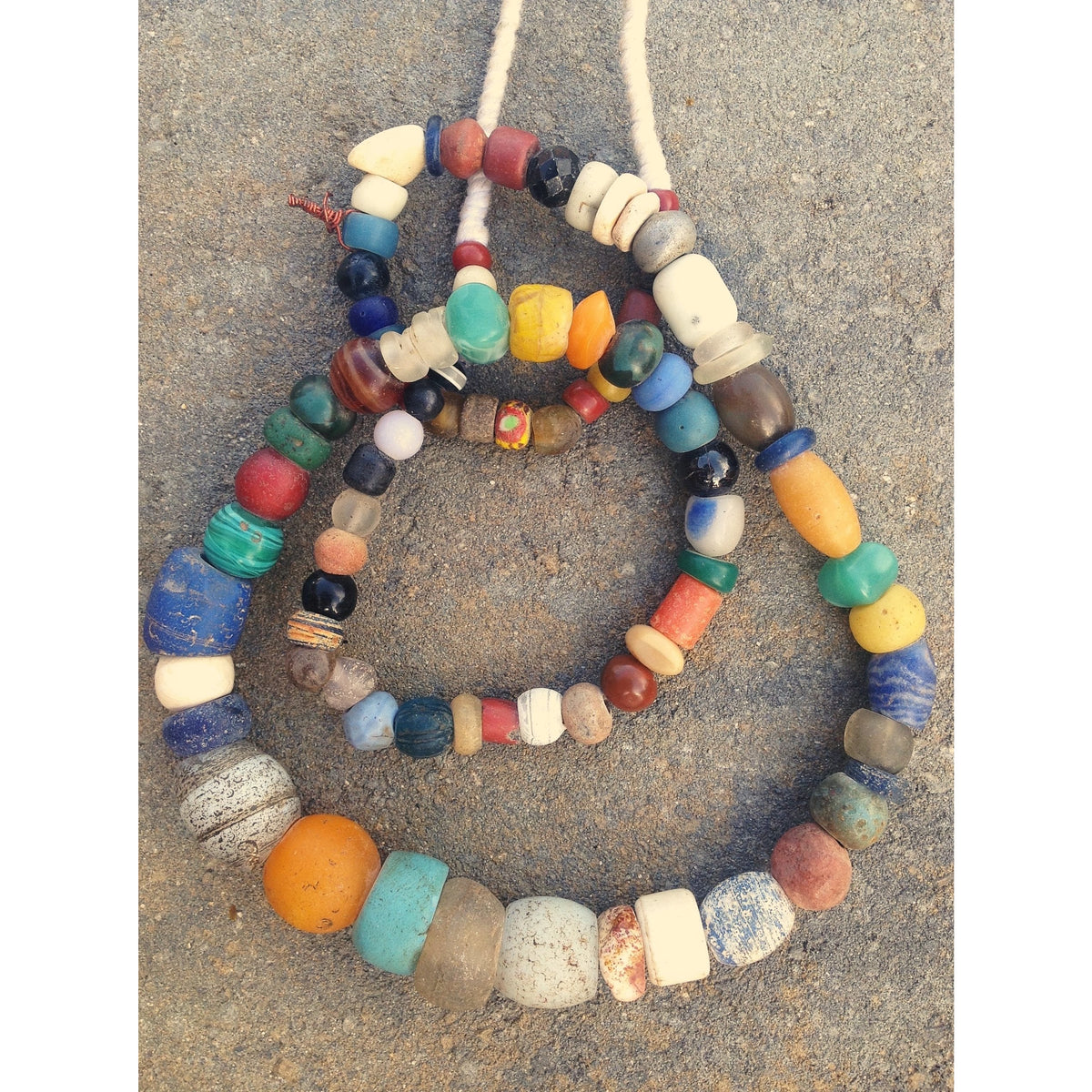 Long 32 inch strand of Mixed Antique European Glass Beads from the African Trade - AT0659
