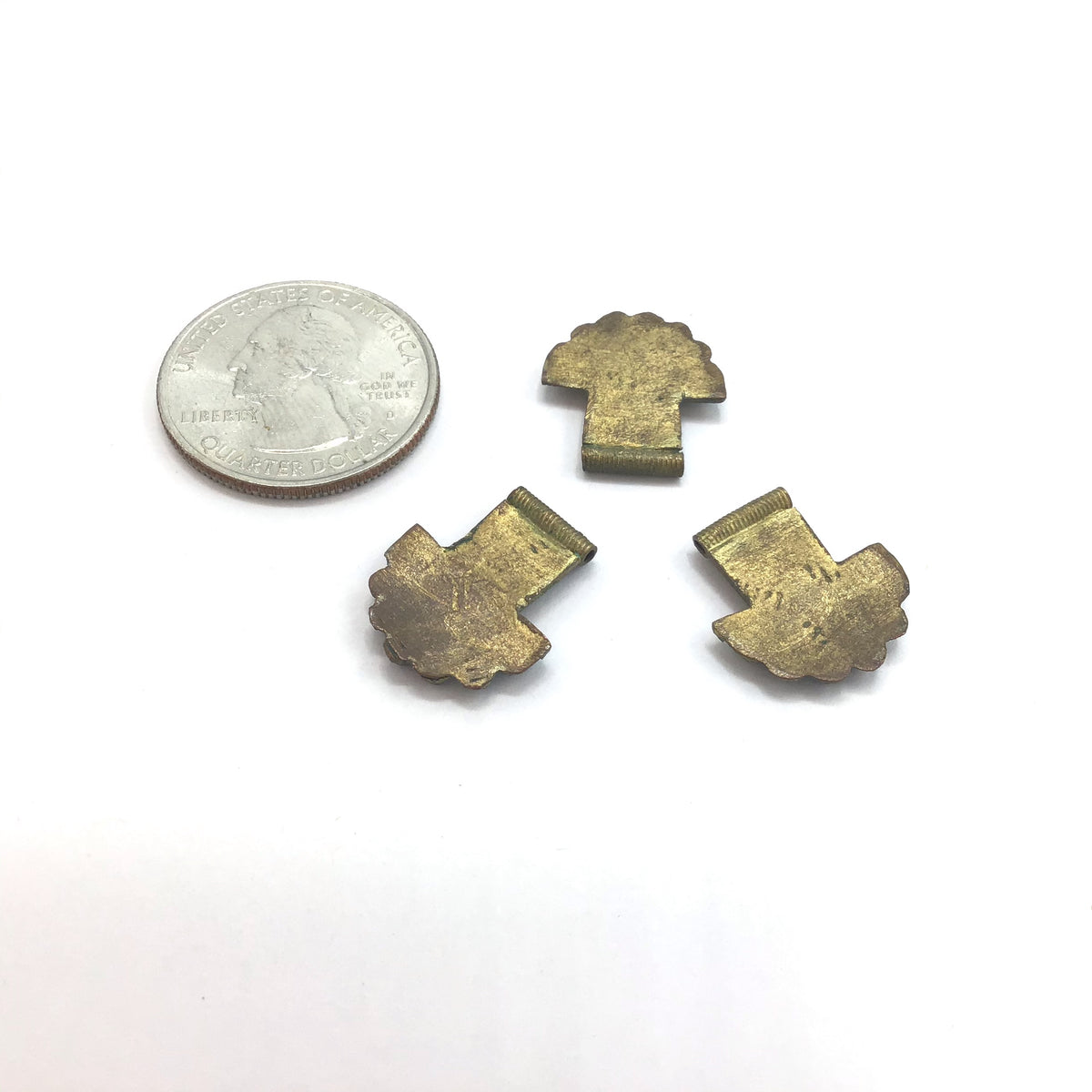 Mauritanian Gilt Gold Flat Headdress Pendants, Set of 3, Morocco - Rita Okrent Collection (P535b)