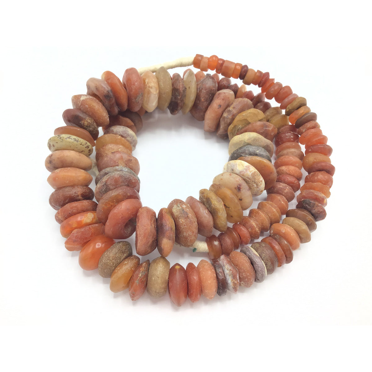 Graduated Neolithic Period Red Carnelian Stone Disc Beads from the Saraha - Rita Okrent Collection (S588)