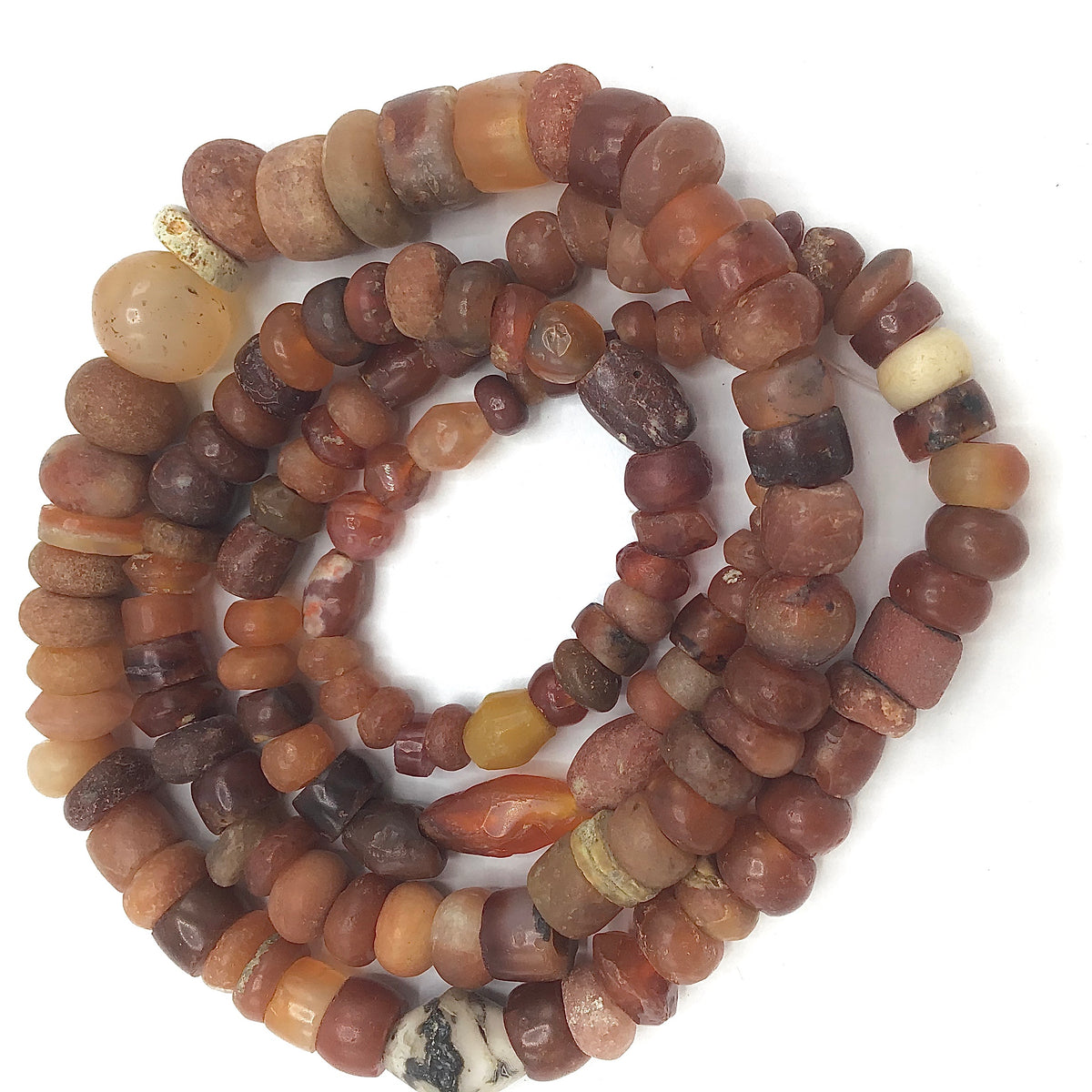 Ancient and Antique Mainly Carnelian Stone Beads from Mali, Smaller Beads Strand - Rita Okrent Collection (S443)