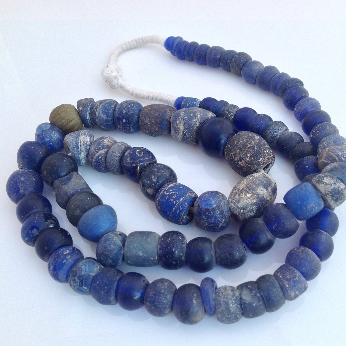 Antique Dutch Excavated Dogon Cobalt Blue Glass Trade Beads, Mali  - ANT327