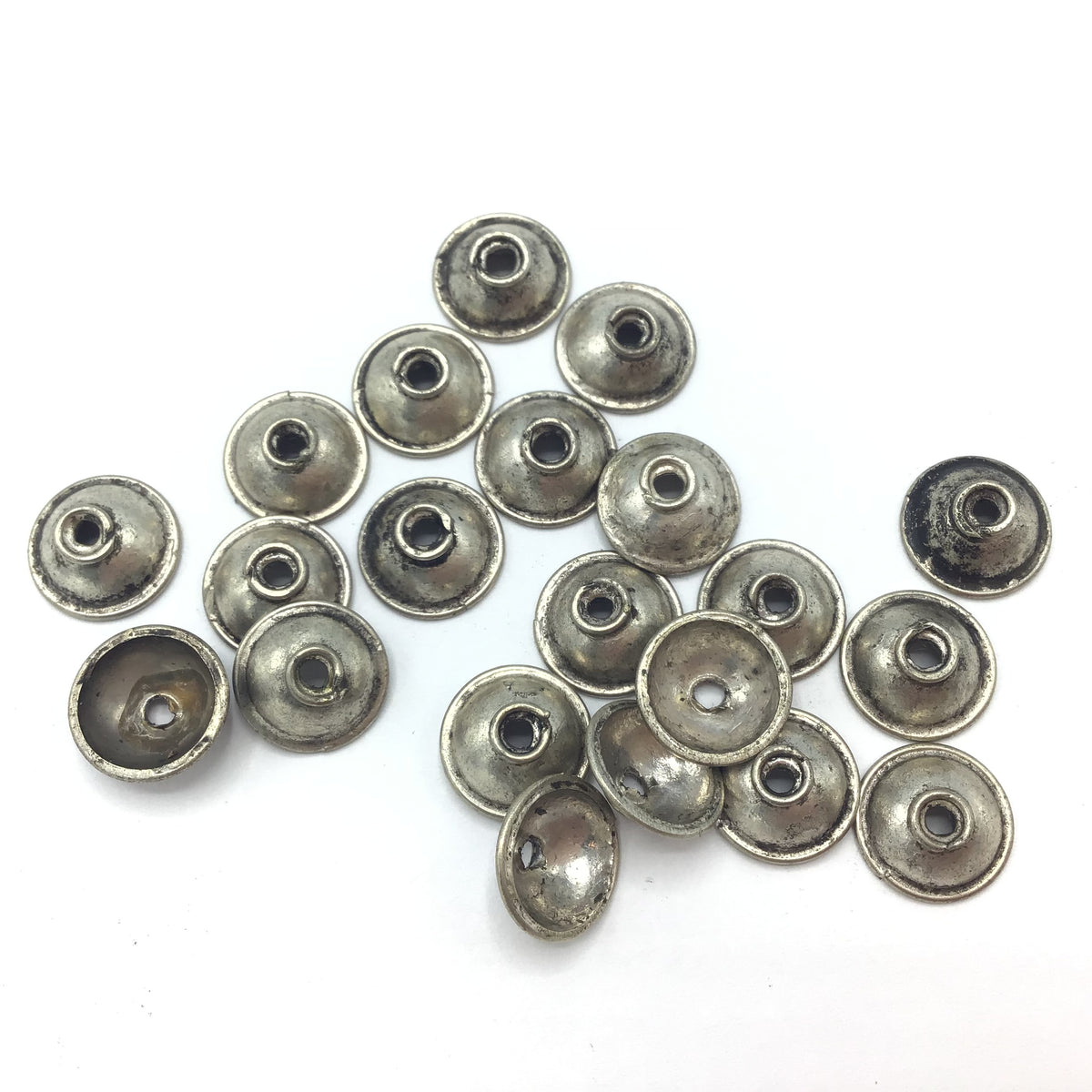 Berber Silver Bead Caps, With or Without Eyes, Set of 2, Morocco - Rita Okrent Collection (NP025)