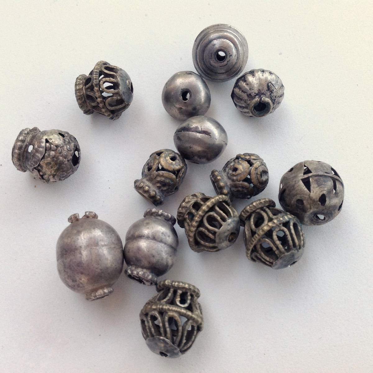 Group of Mixed Tribal Coin Silver Beads - ANT146b