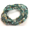 Varied length strands of Small Glass Nila Beads in Green, Yellow, and Blue Gray Colors- Rita Okrent Collection (AT1729)