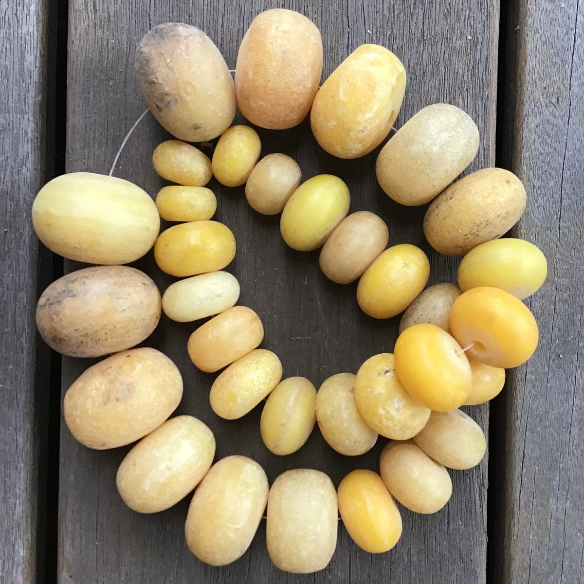 Pale Yellow Large Faux Amber Beads, Vintage, Africa - Rita Okrent Collection (AT0478)