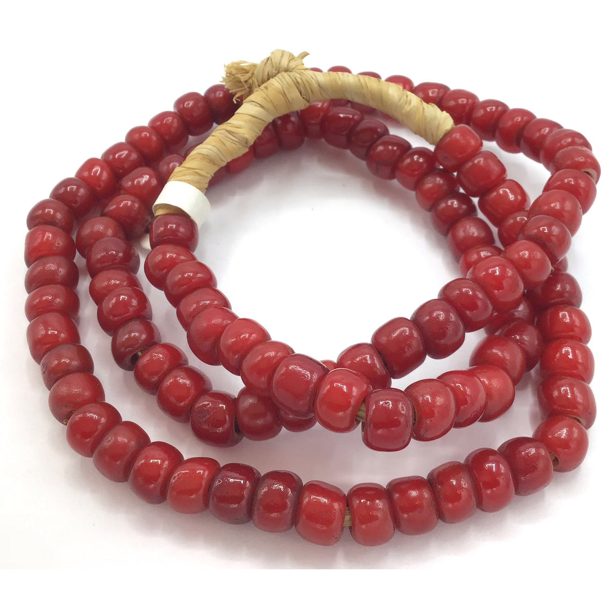 Vintage Red Glass White Heart Beads from the African Trade - Rita Okrent Collection (AT0223b)