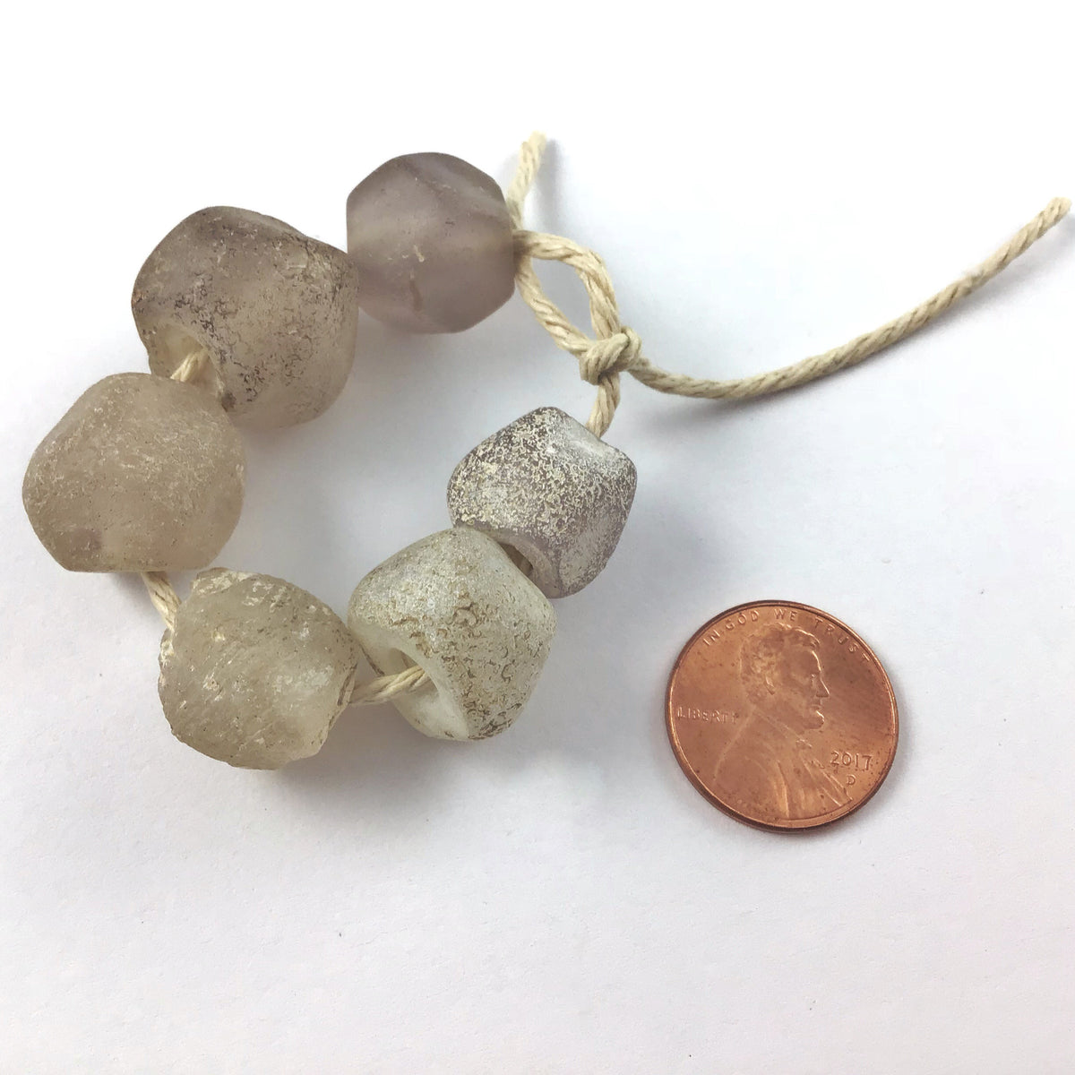 Six Rare Antique Dutch Dogon Purple and White Glass Faceted Beads from Mali - Rita Okrent Collection (ANT307g)