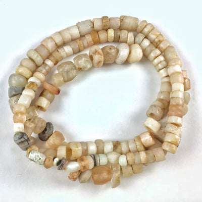 Mixed Ancient and Neolithic Agate Beads with Ancient Rock Crystal Beads, West Africa - Rita Okrent Collection (S397r)