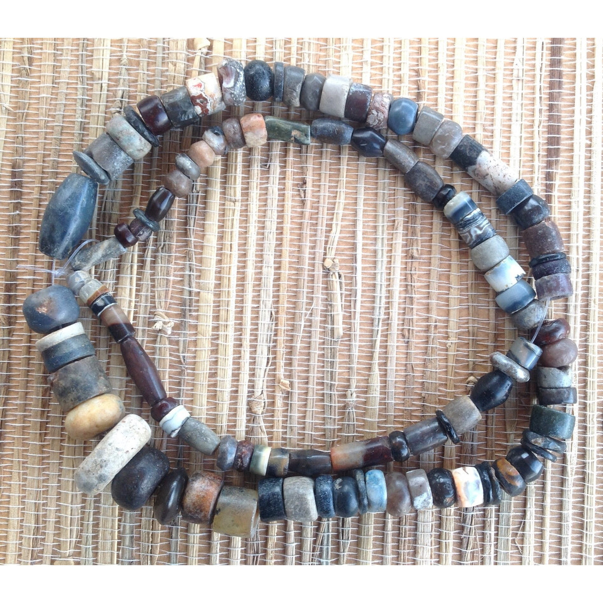 Rare Black, White and Gray Neolithic-Period Agate Beads, Mauritania - Rita Okrent Collection (S321j)