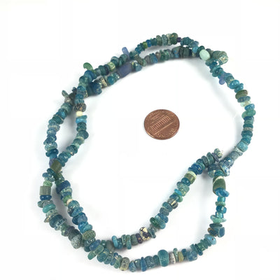 Small Very Blue Ancient Glass Nila Beads from Djenne, Mali - Rita Okrent Collection (AT422s)