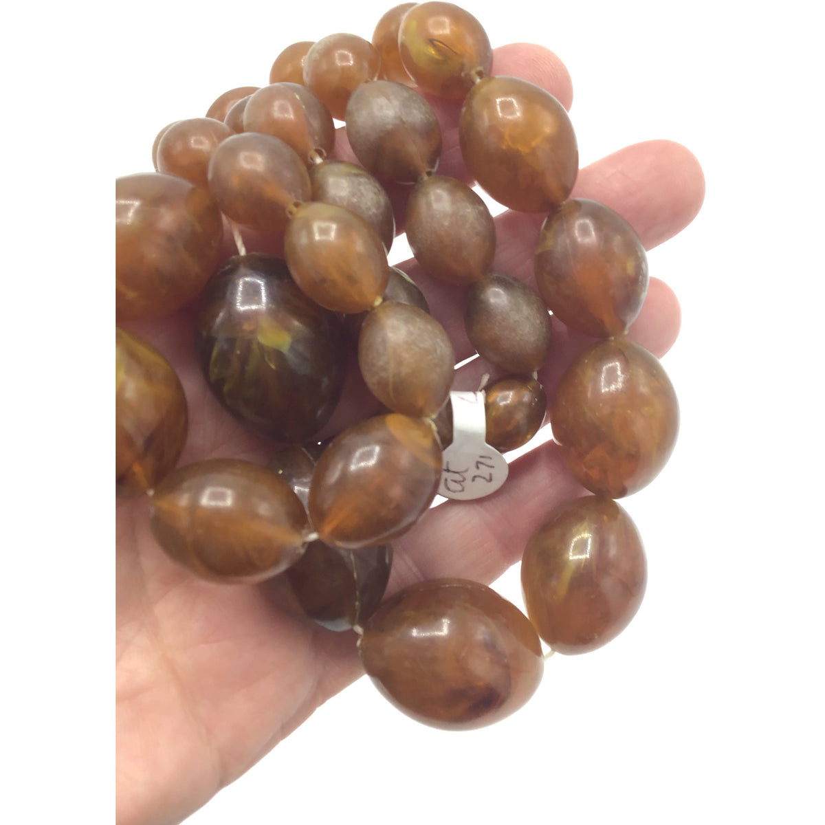 Light Brown Vintage Plastic Faux Horn Beads, Bohemia - Rita Okrent Collection (ANT271)