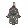 Berber Silver Filigree Hamsa with Green Glass Setting, Morocco - Rita Okrent Collection (P715)