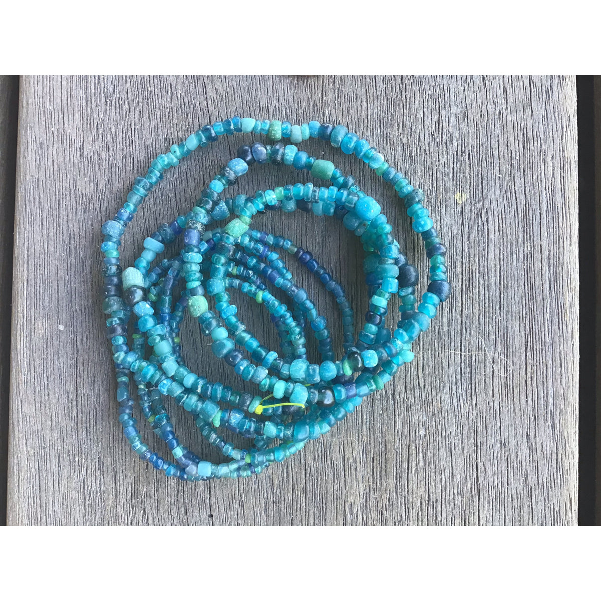 Translucent Teal Blue Aqua Antique Small Glass Nila or Indo Pacific Beads - Rita Okrent Collection (AT0651)