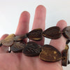 Vintage African Carved and Stained Wooden Heart Beads, with Decorative Etching, Strand - Rita Okrent Collection (ANT408)