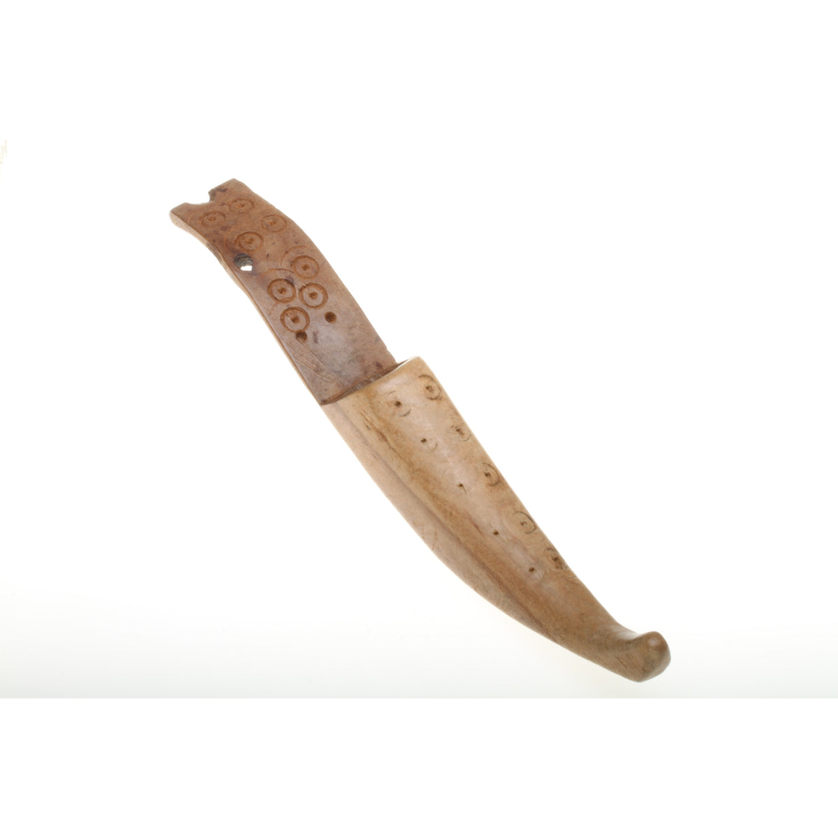 African Wood Tool, With Protective Circle-Dot Motif - Rita Okrent Collection (AA184)