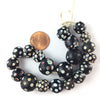 20 Antique Thousand Eye Skunk Mixed Trade Beads, Black with White and Red Dots - AT0667