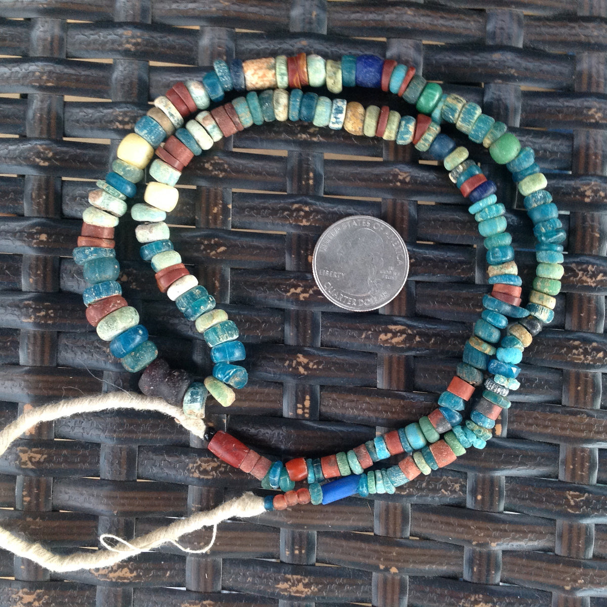 Excavated Mixed Blue and Red Glass Medium Sized Nila Beads, Djenne, Mali - Rita Okrent Collection (AT0422r)