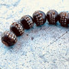 Yemeni Black Coral Beads with Silver Inlay, from a Tesbih - Prayer Strand - Worry Beads - Rita Okrent Collection (ANT650)