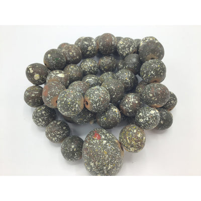 Long Strand of Round Speckled Clay Beads with Teal Hue - Rita Okrent Collection (NP018)