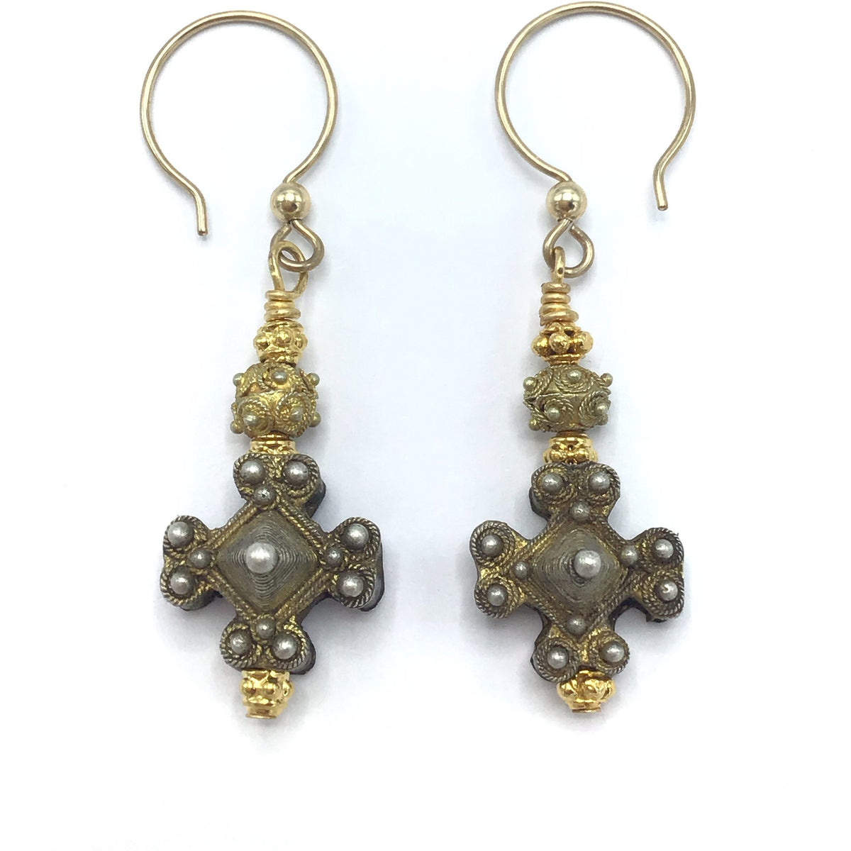 Mauritanian Gilded Silver Southern Cross Pendant Earrings - Rita Okrent Collection (E352)