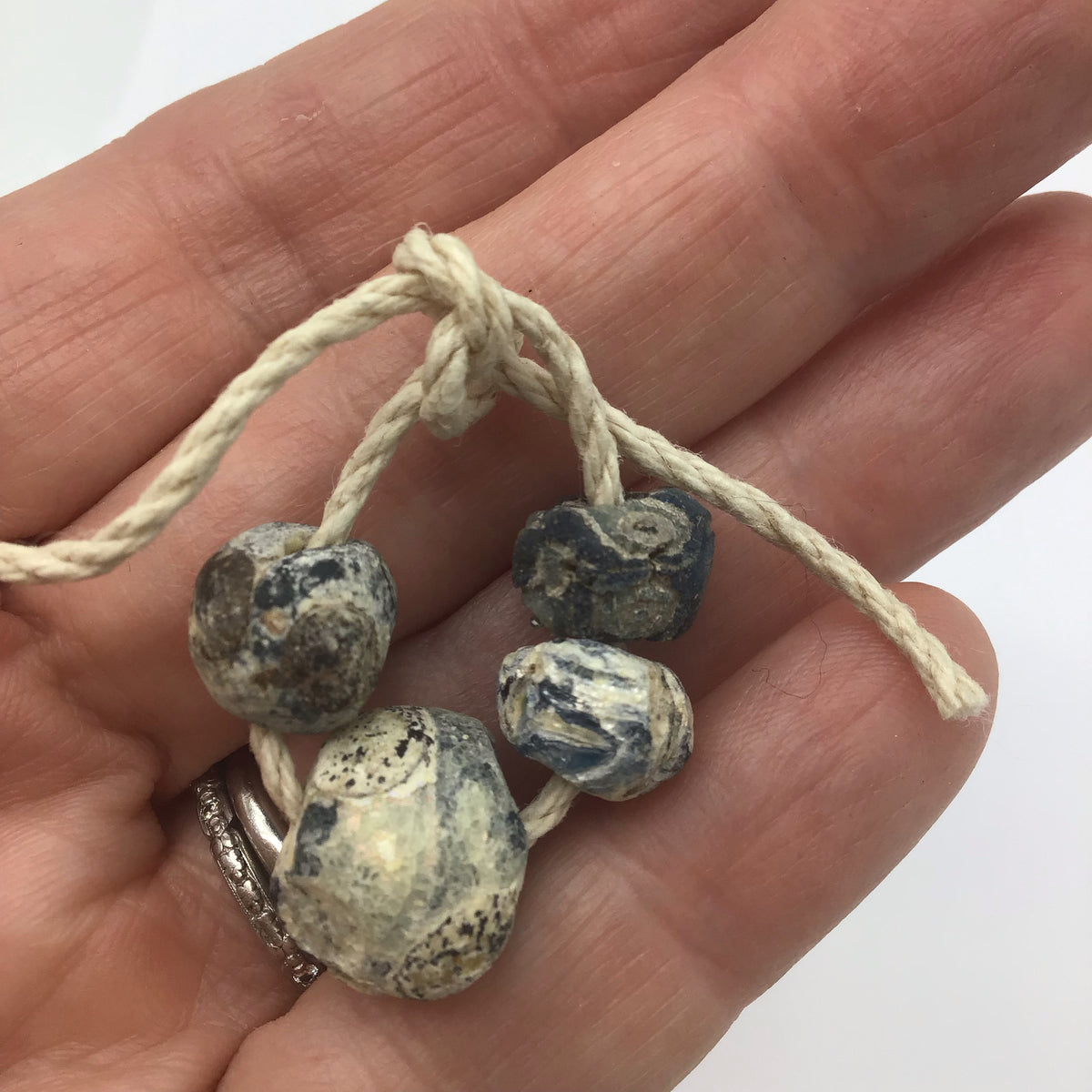 Short Strand of Mixed Size and Patina Islamic Blue Glass Eye Beads - Rita Okrent Collection (AG232)