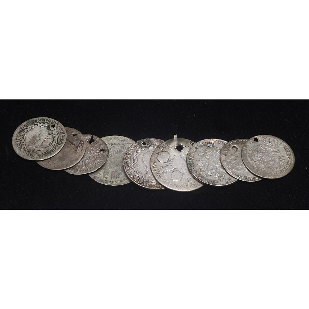 Set of 9 Antique Austrian Silver Coin Pendants from the Collection of Robert Liu - P546b